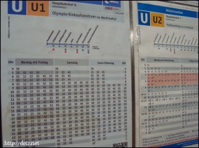 ミュンヘン中央駅のU-bahn時刻表